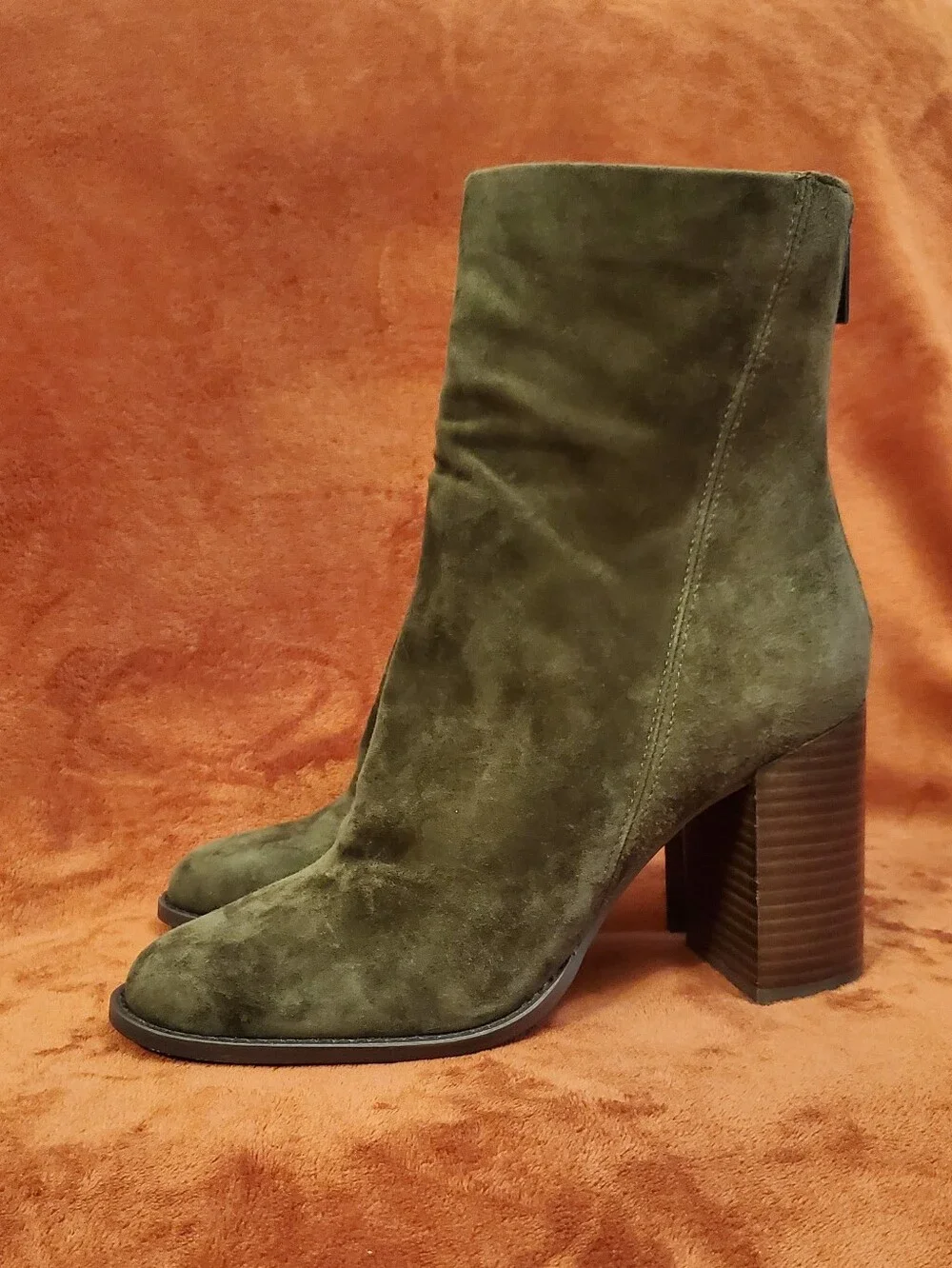 STEVE MADDEN Women's Olive Green Suede Leather Ankle Boots
